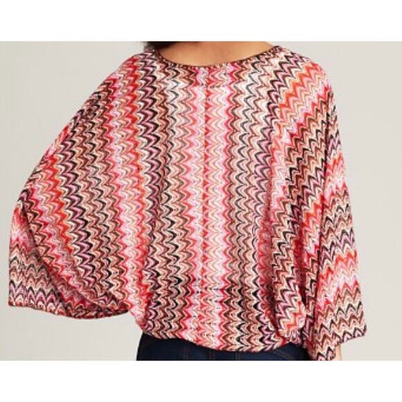 Sanctuary X-Small Poncho Top Oversized Dolman 3/4 Sleeve Semi-Sheer Tasseled - Picture 2 of 12